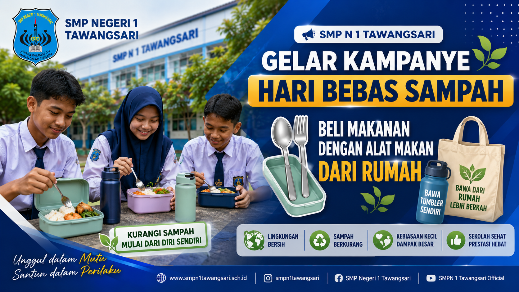 SMP N 1 Tawangsari Gelar Kampanye Hari Bebas Sampah: Beli Makanan dengan Alat Makan dari Rumah